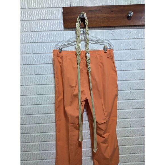Lauren Ralph Lauren Women's Orange Cotton Crop Macrame Shell Belt Pants Size 12 - Picture 5 of 8